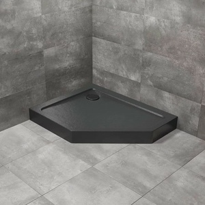 Radaway Петоъгълно душ корито Radaway Doros PT E Compact Stone 100x90 см черен акрил ляво (SDRPTP1090-05-54SL)