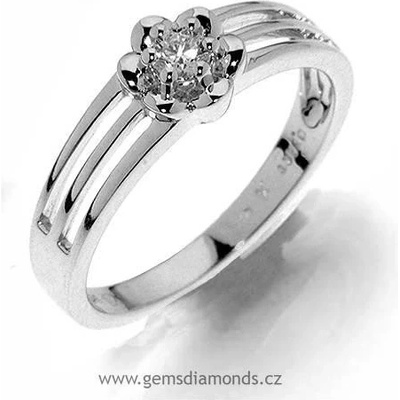 Gems luxusní zásnubní prsten s diamantem Oxana bílé zlato 386-1198