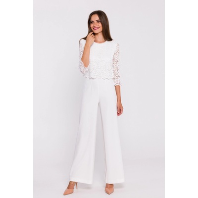 Stylove Woman's Lace detail jumpsuit ecru
