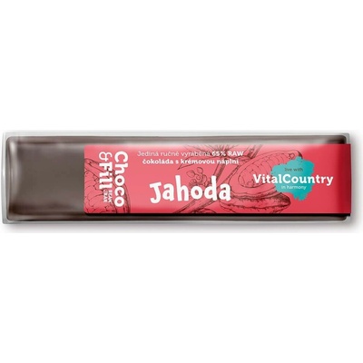 Choco & Fill Raw plněná čokoláda 65% Jahoda 30 g