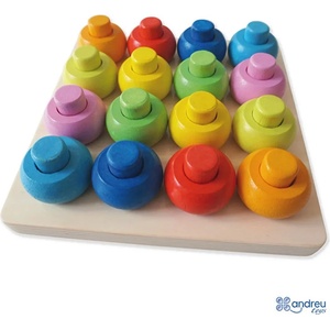 Andreu Toys Дървена игра за сортиране и нанизване с 8 цвята, Andreu Toys