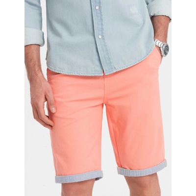 Ombre Clothing pánské plátěné kraťasy Bugsy lososová