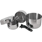 BasicNature Комплект съд Basic nature Biwak Stainless Steel 3 Pot set - Metallic - размер 0, 75 + 1, 1 + 2, 8 l (532-0370-0111)