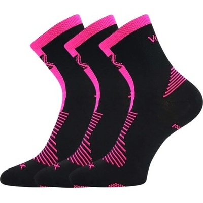 Voxx Merino ponožky WORALF černá/neon růžová