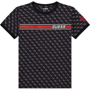 GUESS Тениска за момче покрита с лога и контрастна червена лента отпред Guess