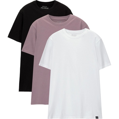 Pull&Bear Тениска лилав, черно, бяло, размер XS