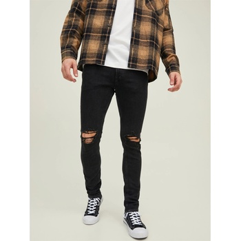 Jack and Jones Дънки Jack and Jones Men's Liam Slim Fit Ripped Straight Leg Jeans - Black Denim