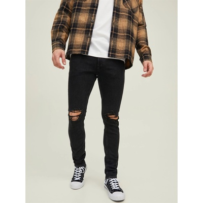 Jack and Jones Дънки Jack and Jones Men's Liam Slim Fit Ripped Straight Leg Jeans - Black Denim