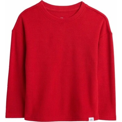 GAP V-LS Cozy Waffle Crew červená