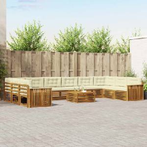vidaXL Комплекти дивани 11 бр. Натурален и Крема (3374245)