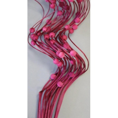 Curly ting dřevěný korálek 80cm fuchsia