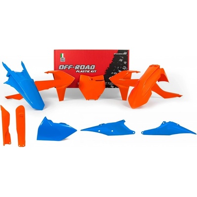 Sada plastov KTM, perách (limitovaná edícia JD design, oranžovo-modrá, 7 dielov)