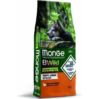 Monge BWild Grain Free Puppy & Junior s kačacím mäsom a zemiakmi 12 kg