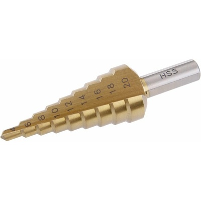 Vrták stupňový 4-20 mm, 9 stupňov, HSS TITAN