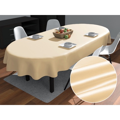Biante Satén oválný ubrus polyesterový Satén LUX-057 Béžový 100x140 cm
