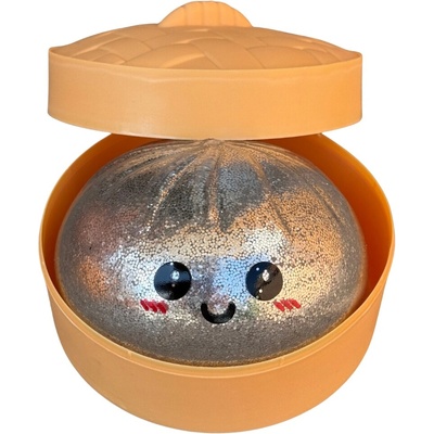 Squishy Dumpling MEGA XXL obří mačkací knedlíček 14 cm stříbrná