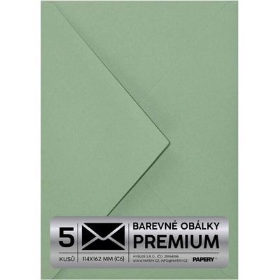 Obálka PREMIUM 5 KS (C6) 114x162 mm Zelená Vintage