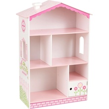 Eco Toys Dřevěný domeček pro panenky s výtahem a skluzavkou