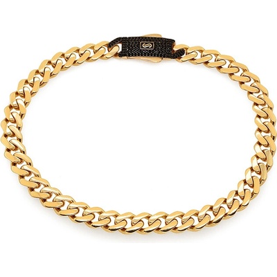 iZlato Forever Monaco Chain bracelet Classic Plain Pavé lock black 6,5 mm IZ29437BN