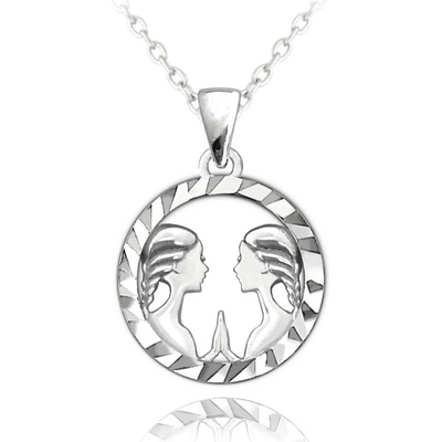 Minet Stříbrný přívěsek s řetízkem Zodiac znamení Blíženci JMAS9406SN45