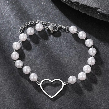 Image 1 of Гривна от перли и стомана със сърце