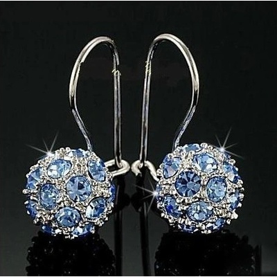 Prosperk náušnice kuličky s krystalky Swarovski modré S1557