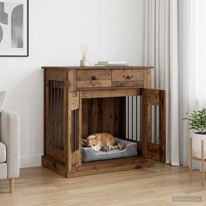 vidaXL Мебели за кучешка клетка Старо дърво 80 x 47, 5 x 80 см (8014771)