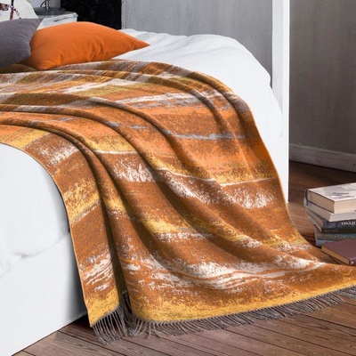 SCANquilt vlněný pléd Lamb soft litorale oranžovohnědá střední 130x200