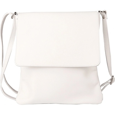 Středně velká kožená crossbody kabelka no. 47 bílá