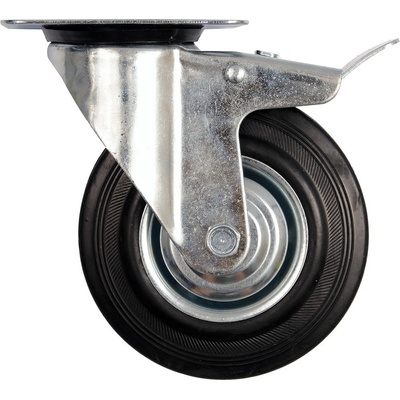 Vorel Koliesko otočné s brzdou, gumové 100kg 125/34/155mm