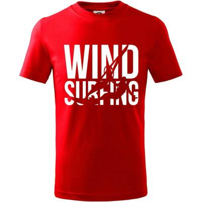 Windsurfing nápis tričko dětské bavlněné červená