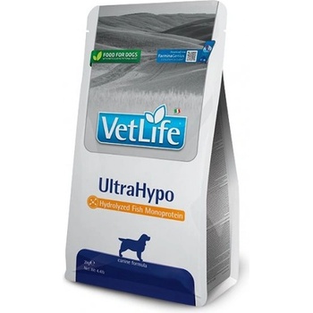 Farmina Vet Life UltraHypo - диетична храна за кучета, намалява непоносимостта към съставки и хранителни елементи; елиминационна диета; подпомага защитната функция на кожата при дерматози и прекомерна загуба на козина - 2 кг, Италия - PVT020004S