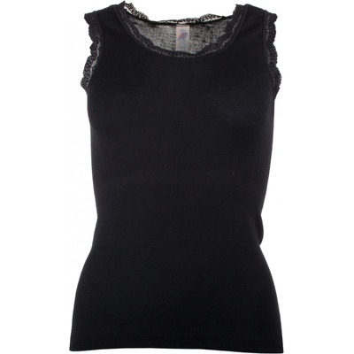 Engel Дамско копринено термобельо Engel Women's Tank Top with Lace Merino base layer - Black - размер 46/48 (EU) (114-0985-0114)