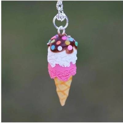 Prosperk Řetízek s přívěskem fimo - zmrzlina s polevou a sprinkles S4878