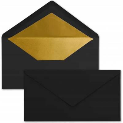 Dekorativní obálka černá DL 120 g/m2 se zlatou vložkou 10 ks