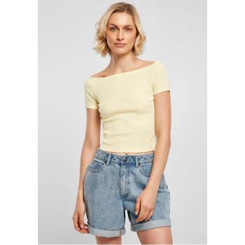 Urban Classics Дамски топ в светложълто Ladies Off Shoulder Rib TeeUB-TB1500-03660 - Светложълт, размер 4XL