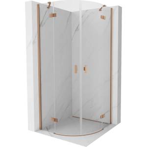Mexen Mist полукръгла отваряема душ кабина 80 x 80 см, прозрачна, четкована мед - 8A33-080-080-65-00 (8A33-080-080-65-00)