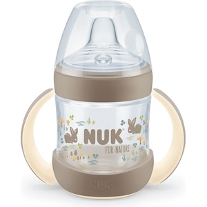 Nuk Шише за сок със силиконов накрайник NUK for Nature - Temperature Control, 150 ml, 6+ месеца, Крем (10215368)