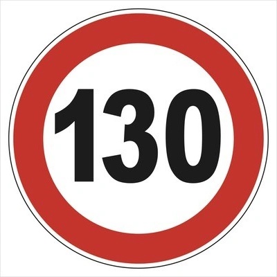 Samolepka "130 km omezení" 150 mm