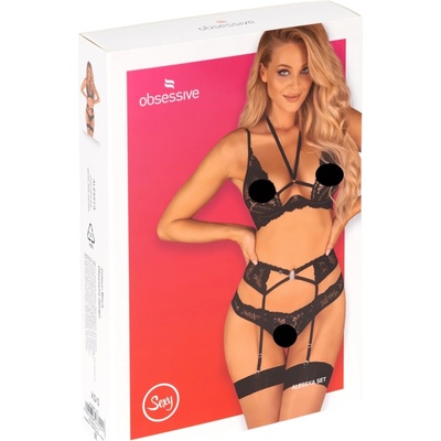 Obsessive Alessya - дантелено бельо комплект (черно) - M/L