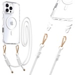 Tel Protect Хибриден удароустойчив кейс с MagSafe и връзка за носене през врата за iPhone 15 Pro Max - Tel Protect Stap Clear Magnetic Case MagSafe (бял-прозрачен)