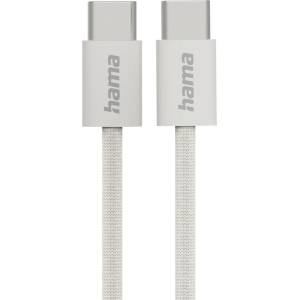 Hama Кабел за зареждане 'Fabric', USB-C - USB-C, 1 m, Nylon, сив (HAMA-201728)