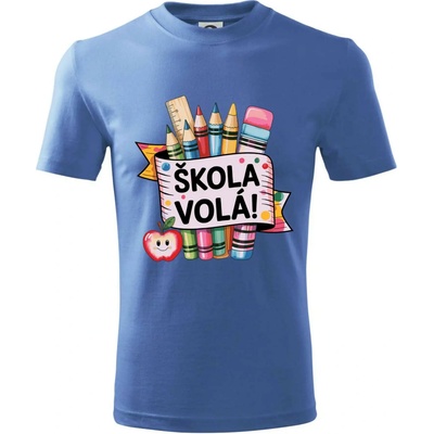 Škola volá farebné tričko detské svetlomodrá