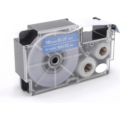 Compatible Съвместима лента с Casio XR-18ABU 18mm x 8m бял печат / син фон (XR18ABU)