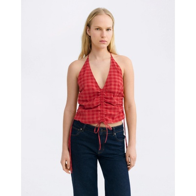 Thinking MU Red Hiba Seersucker Top RED
