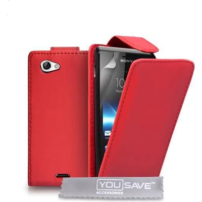 Sony Xperia J ST26i Flip Калъф Чеврен + Протектор