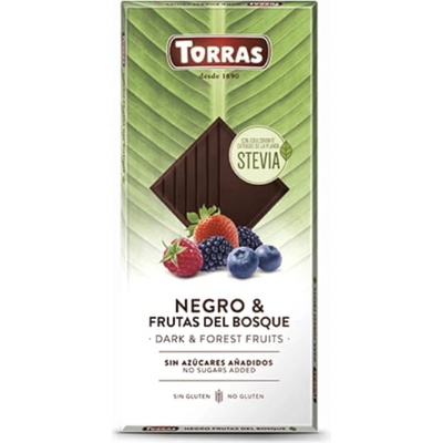 Torras Horká čokoláda so stéviou a lesným ovocím 125 g