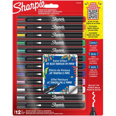 Sharpie Комплект маркери SHARPIE Acrylic, 12 цвята, блистер