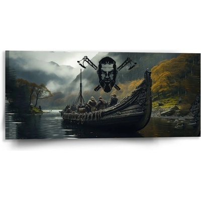 Sablio Obraz Vikingové Loď - 110x50 cm