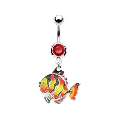 Šperky eshop piercing do pupíku rybka barevné šupinky zirkon Y11.1